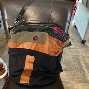 Leather and Canvas Shoulder Bag